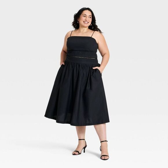 A New Day Dresses & Skirts - Women's Lace Trim Midi Dress - A New Day Black 3X